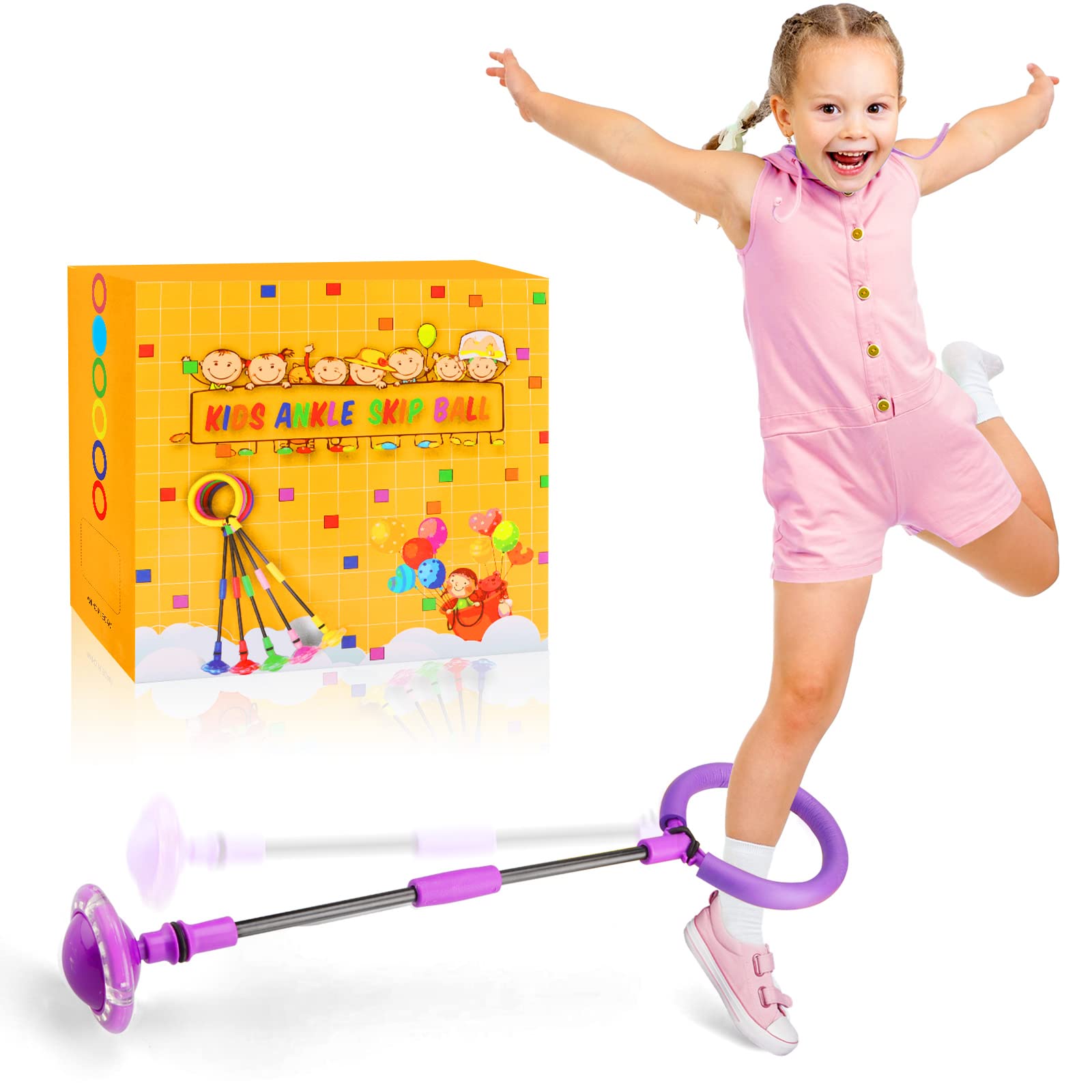 Chridark ankle skip ball with flash wheel glowing during active play