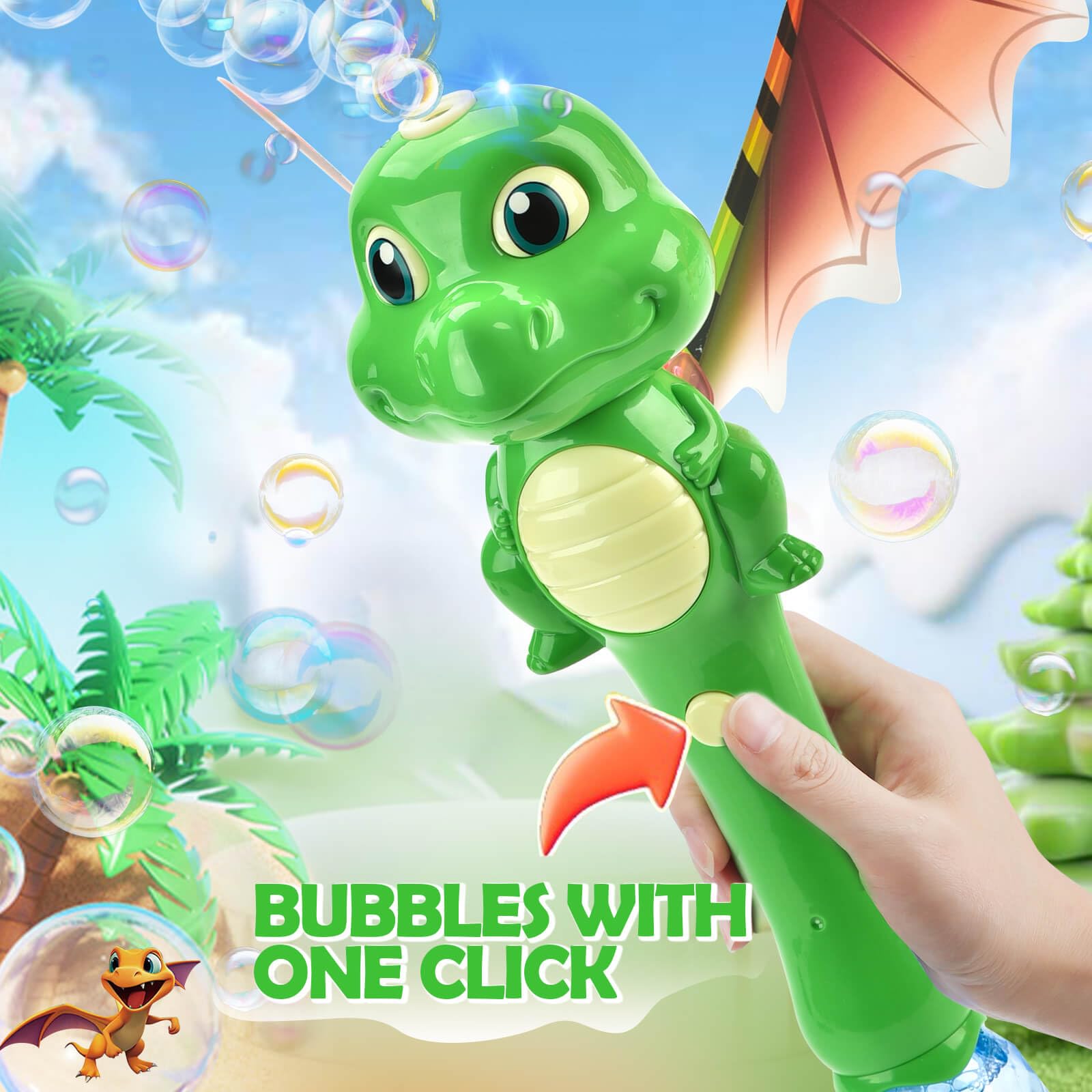 Chridark Dinosaur Bubble Wand durable construction reduces leaks during play.