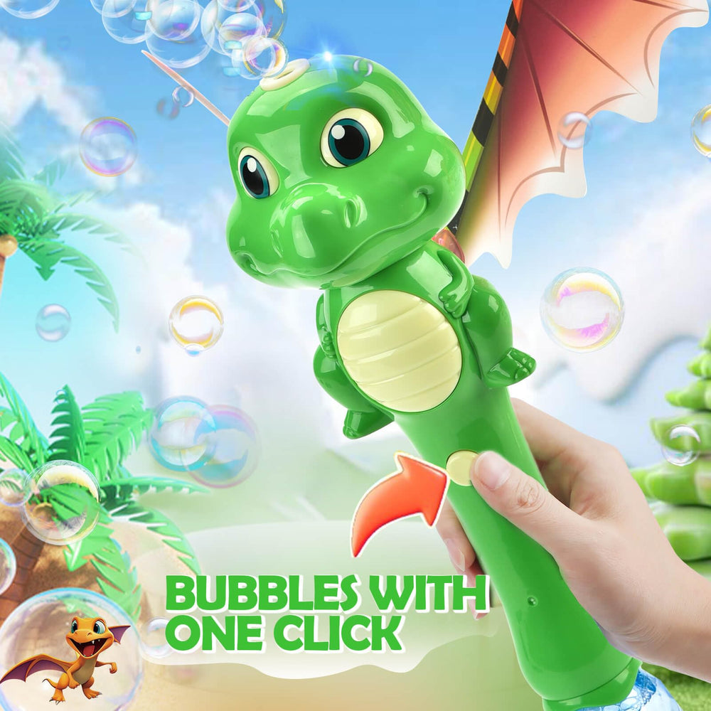 Chridark Dinosaur Bubble Wand durable construction reduces leaks during play.