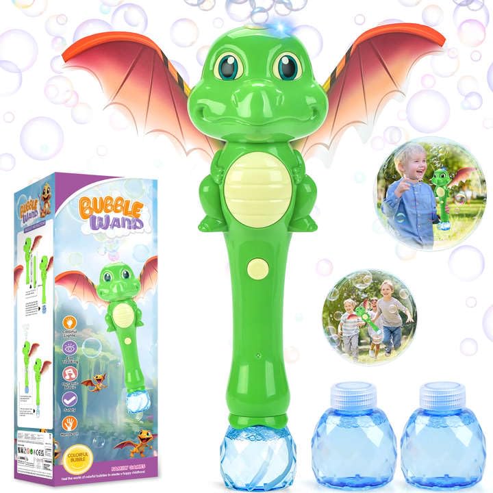 Chridark Dinosaur Bubble Wand front view for outdoor fun and excitement.