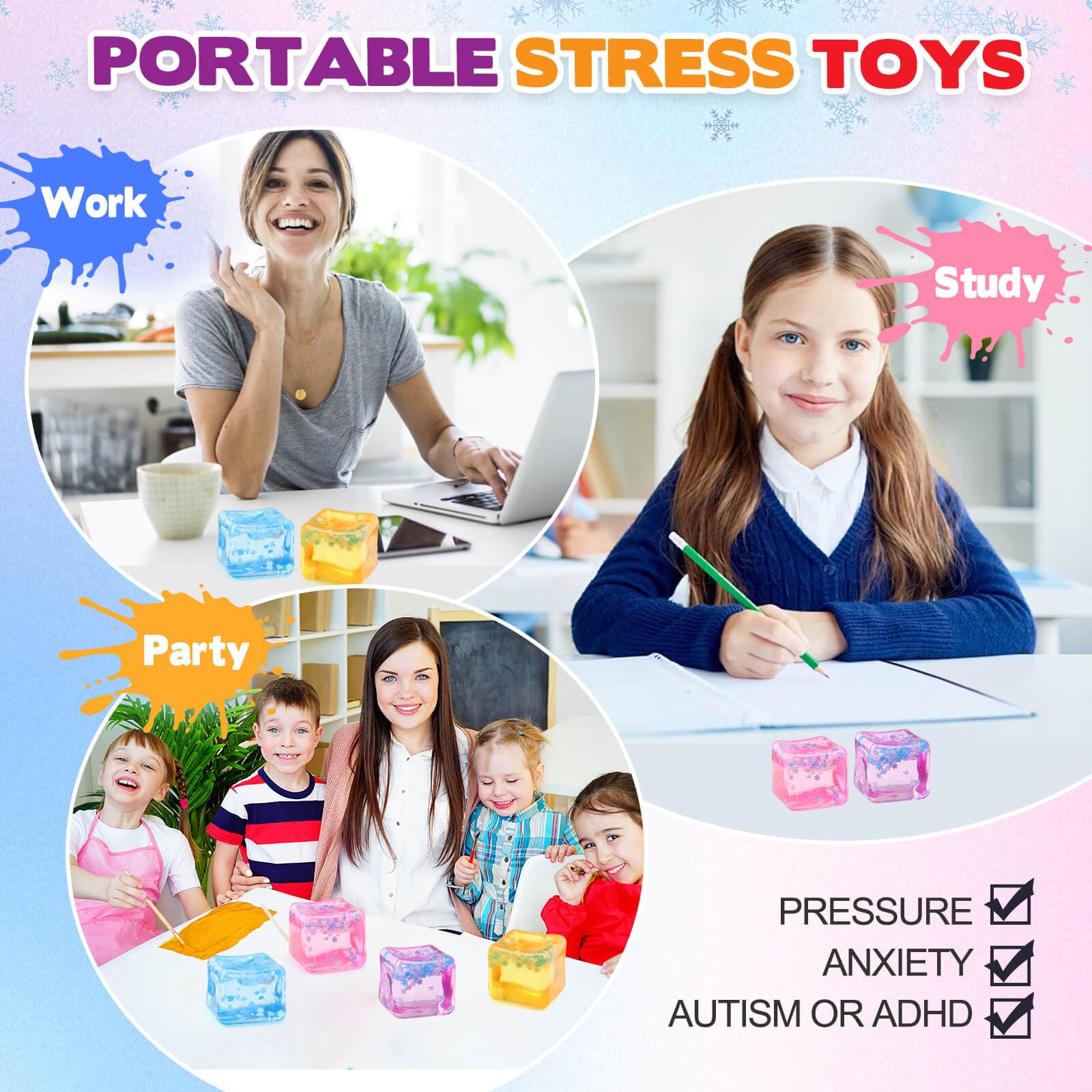 Chridark ice cube fidget soft texture for satisfying squeezes