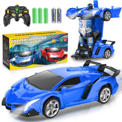 Chridark transforming RC car in blue showing transforming capability for imaginative play