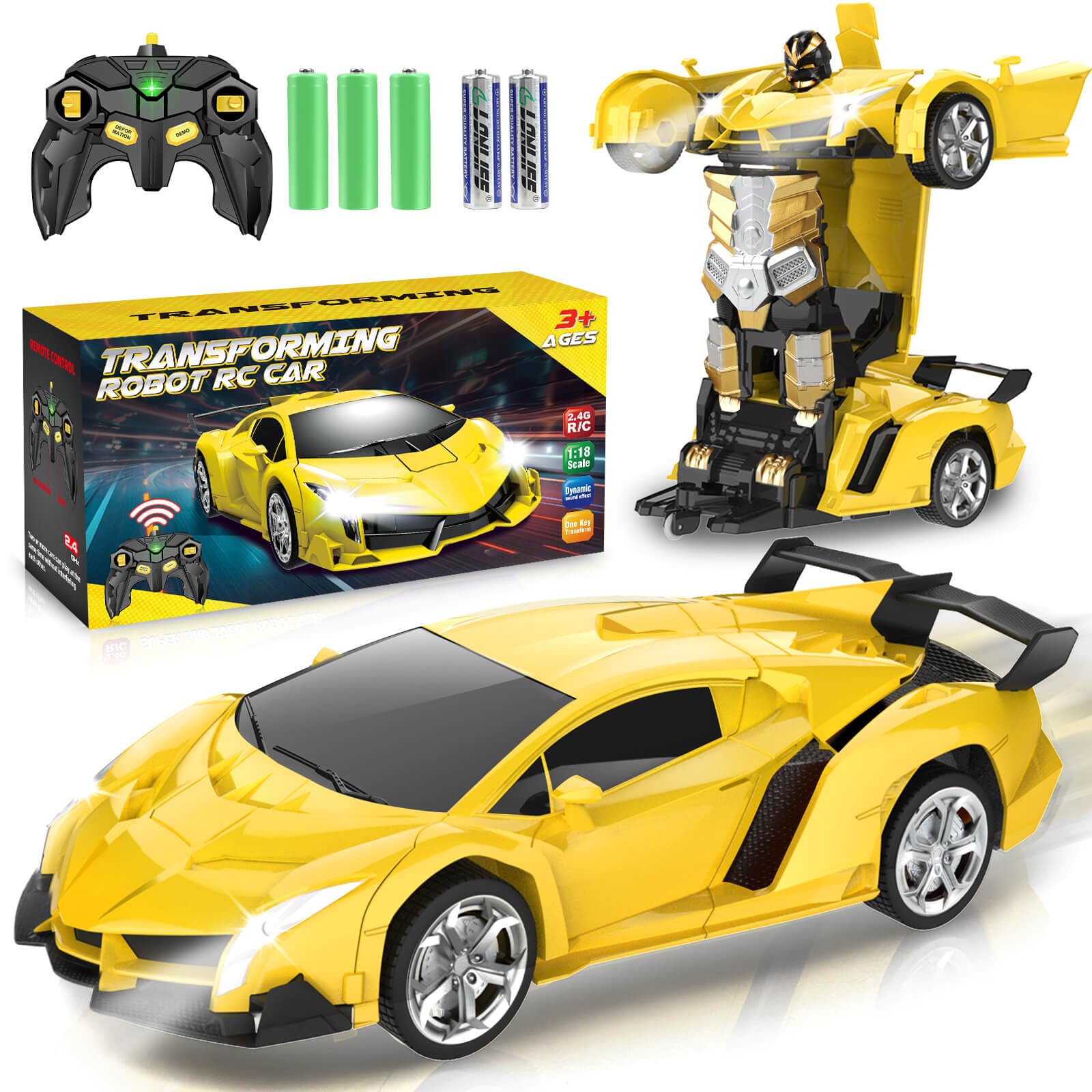Chridark transforming RC car front view shows sleek design for engaging pretend play.