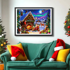 MINIWAN Christmas Puzzle: aurora borealis glow over a cabin, inspiring holiday ambiance