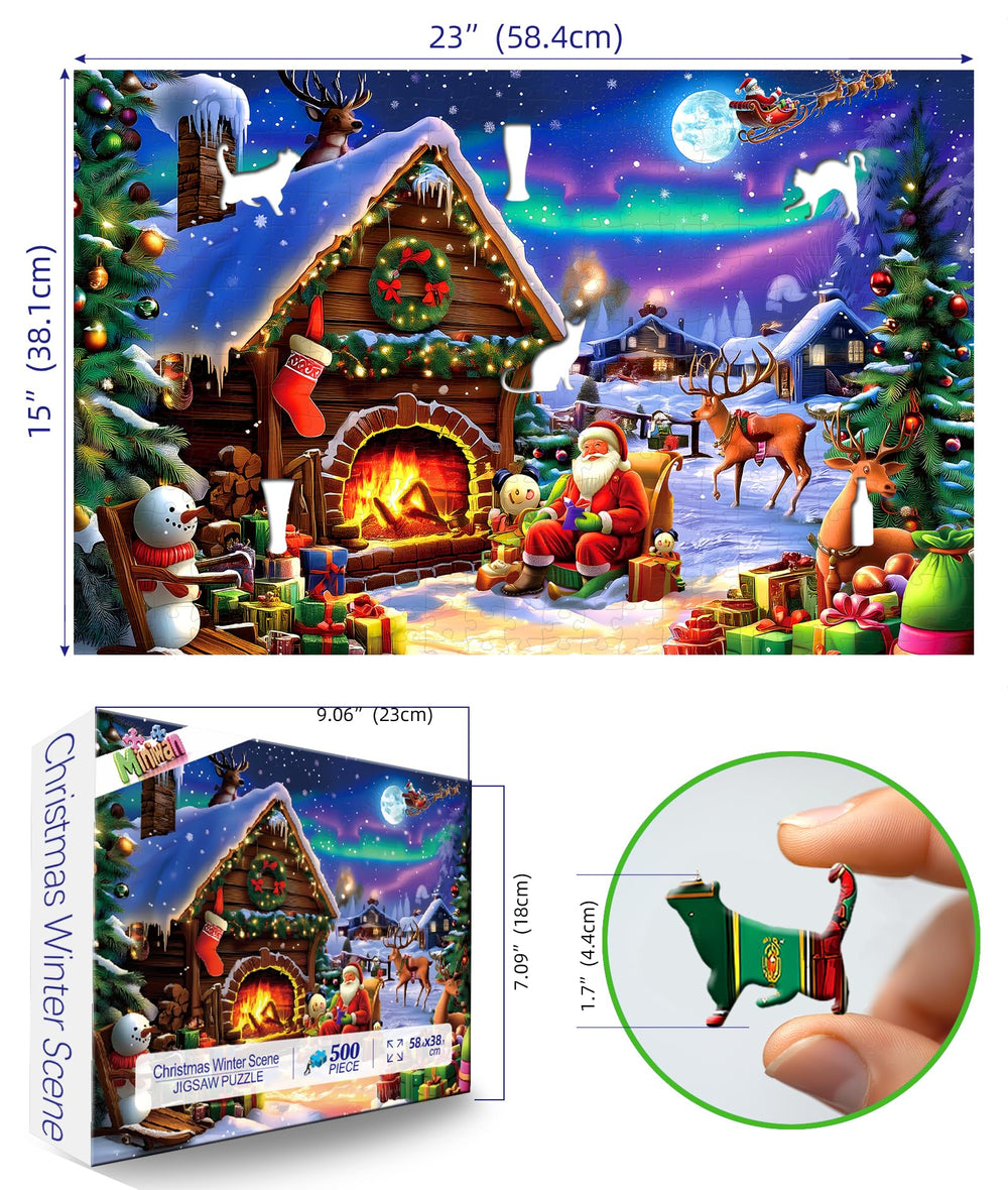 MINIWAN Christmas Puzzle: Santa holding gifts scene, perfect for festive puzzle time
