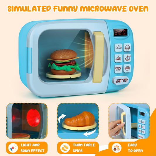 Christoy microwave plate spins during pretend cooking moments.