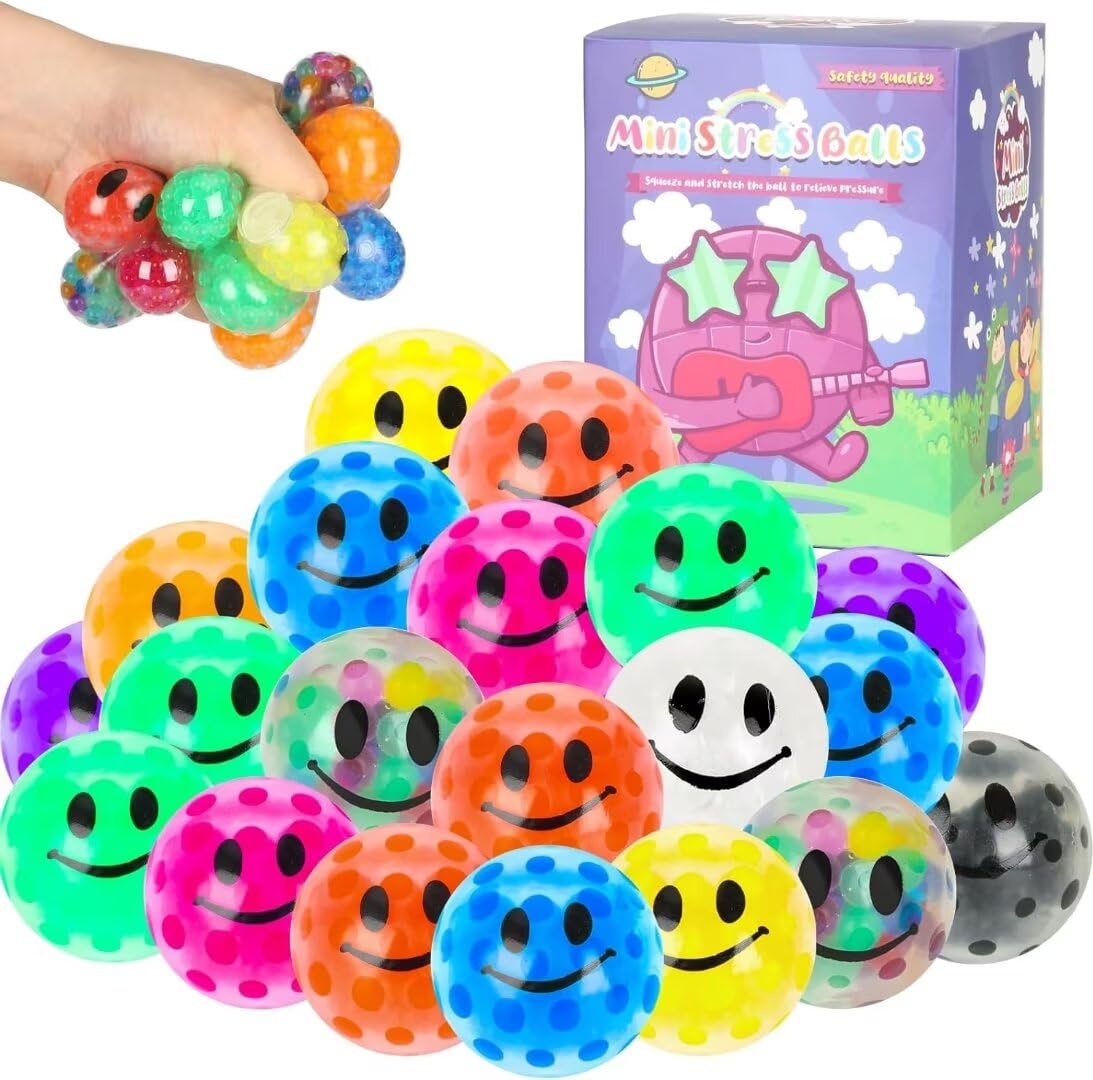 Chshhuao colorful mini stress balls set for palm-size fidget relief and party favors.