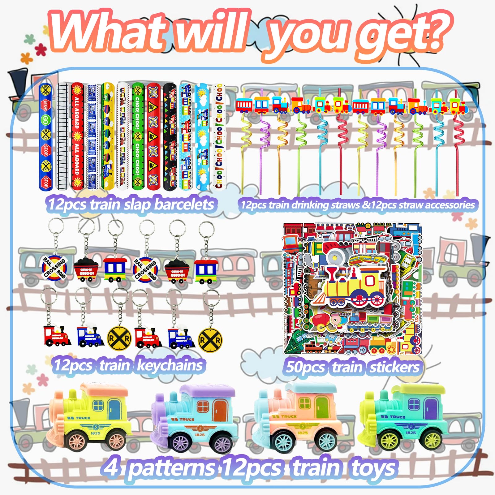 CHSLtmxq train slap bracelets colorful and safe party favors for activities.