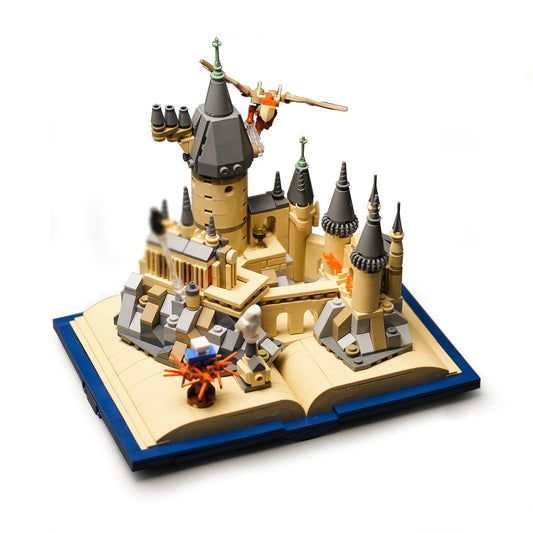 CHUANGPIN Castle Book building set parts ready for assembly, encouraging family creativity.
