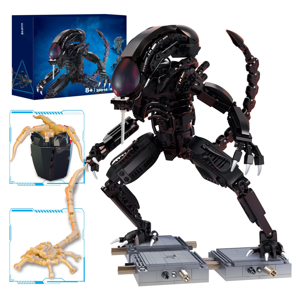 CHUANGPIN Xenomorph action figure build set for LEGO lovers, ideal for creative display.
