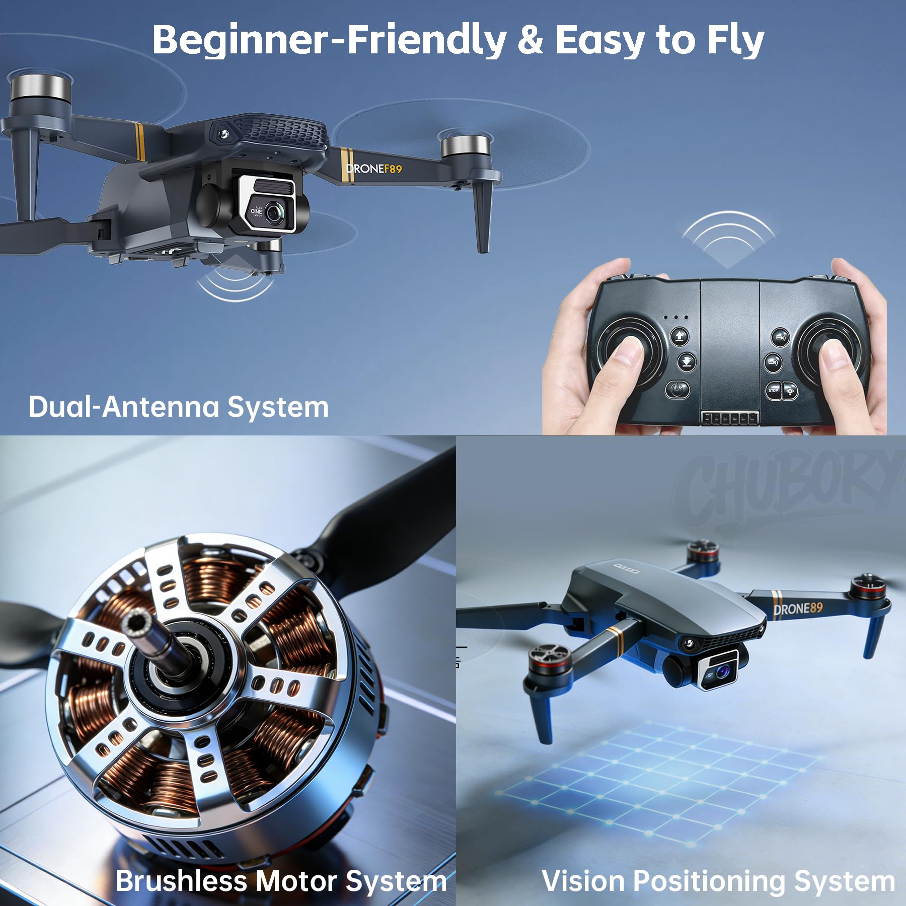 CHUBORY drone 2650 ft range for expansive aerial exploration.