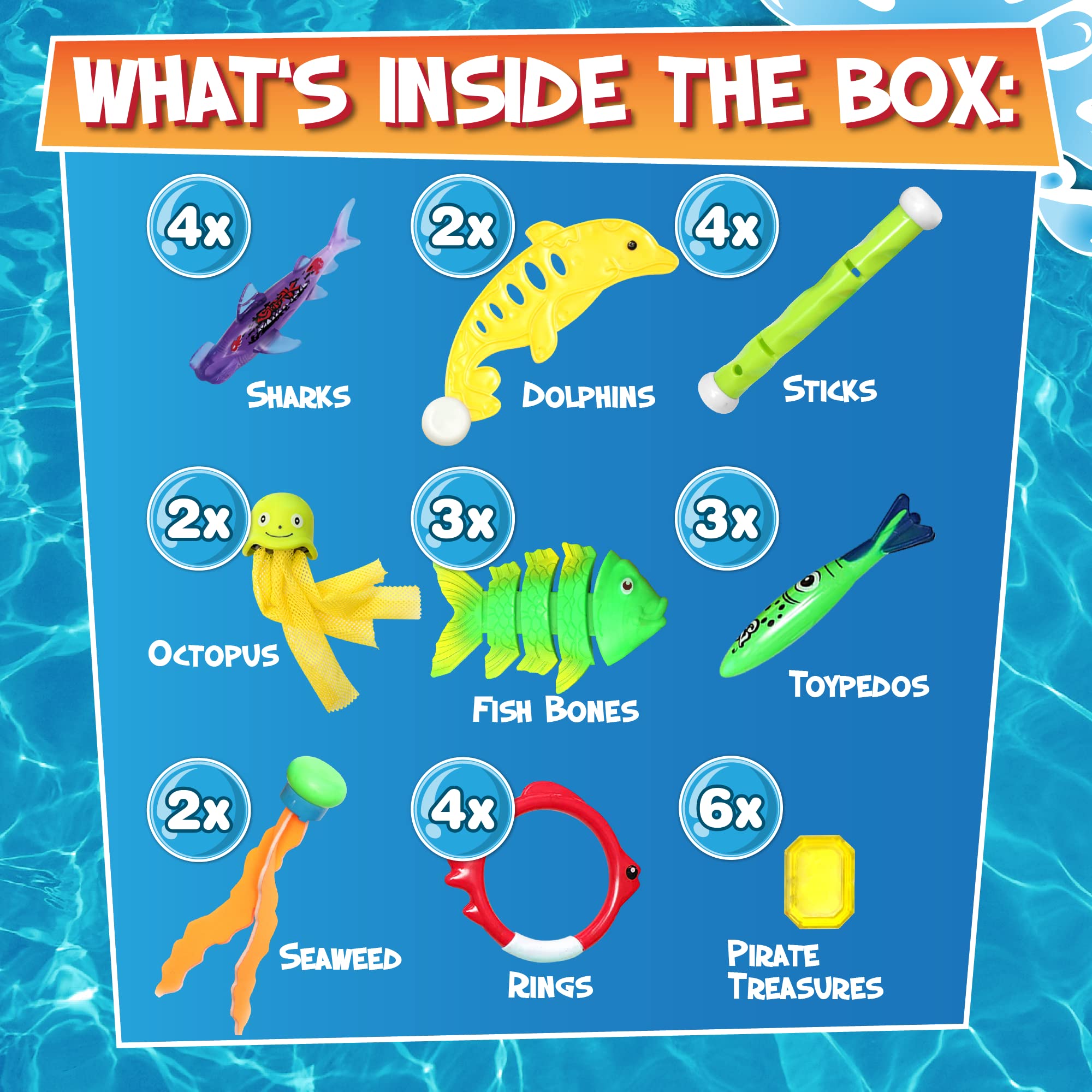 Chuchik pool rings for kids, colorful targets for underwater games