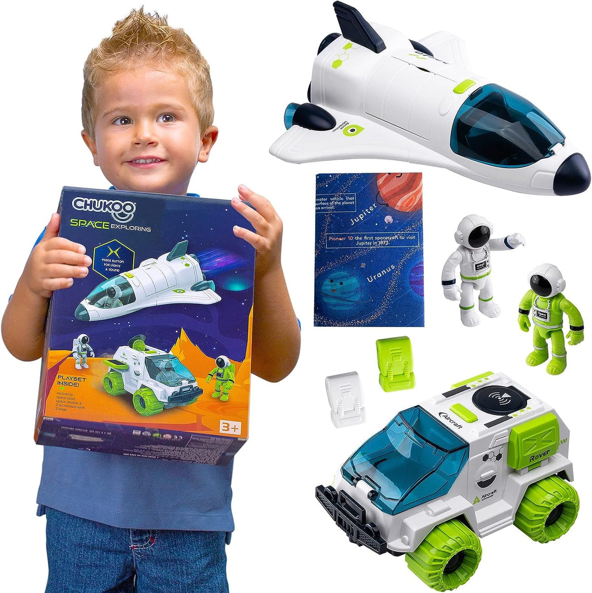 CHUKOO Space rocket ship toy with lights for interactive play and STEM learning.