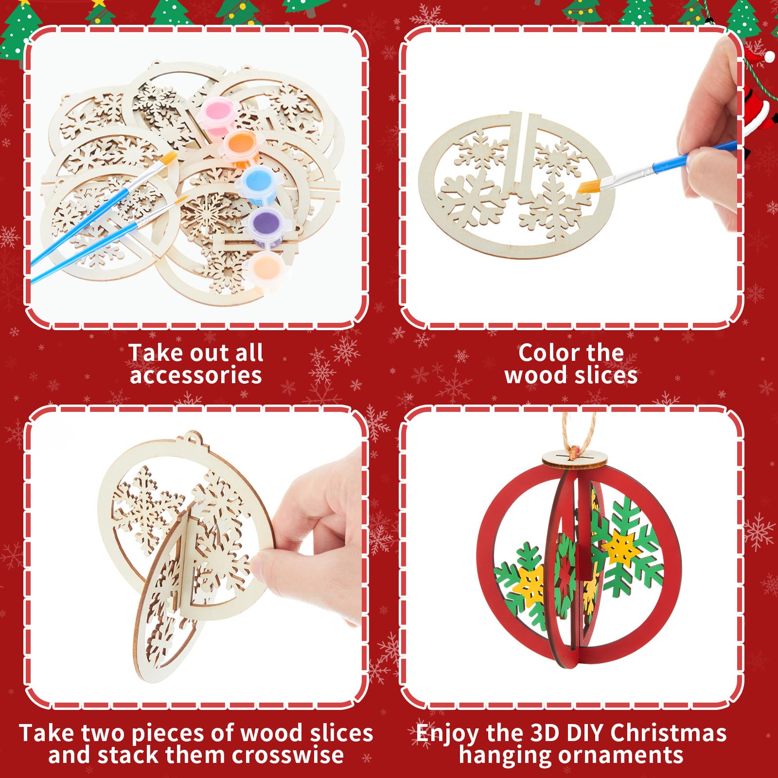 Chunful 3D ball assembly ornament in wood, easy to assemble and paint.