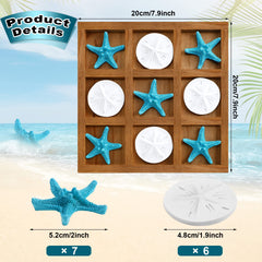 Chunful resin seashell and starfish coins add tactile charm to the game.