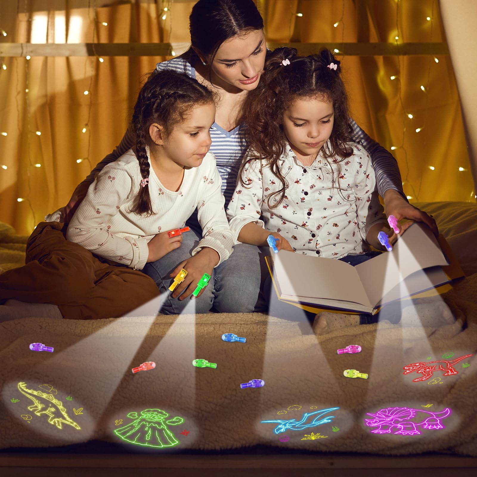 CHUNNIN dinosaur finger light showcases six styles for colorful party visuals.