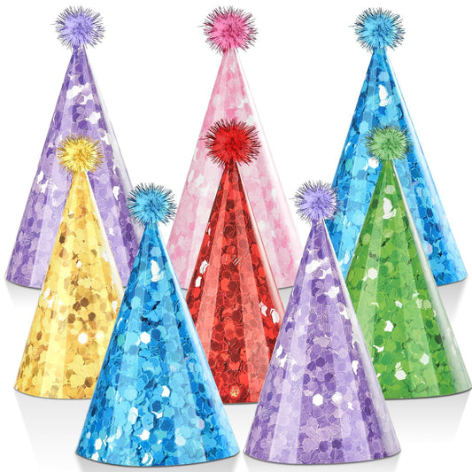 CHUNNIN glitter cone hats 24-count add color and excitement to birthdays.