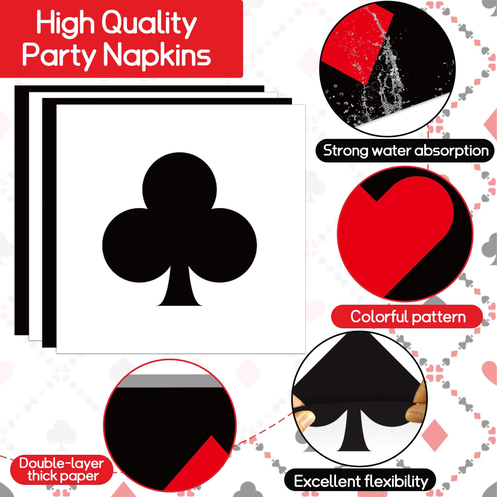 CHUNNIN poker-napkins with card graphics enhance table ambiance.