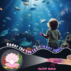 CHUNNIN glow-in-the-dark finger light highlights a sea turtle design for night fun.