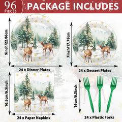 CHUNNIN winter woodland pine trees plates 7-inch for coordinated table settings