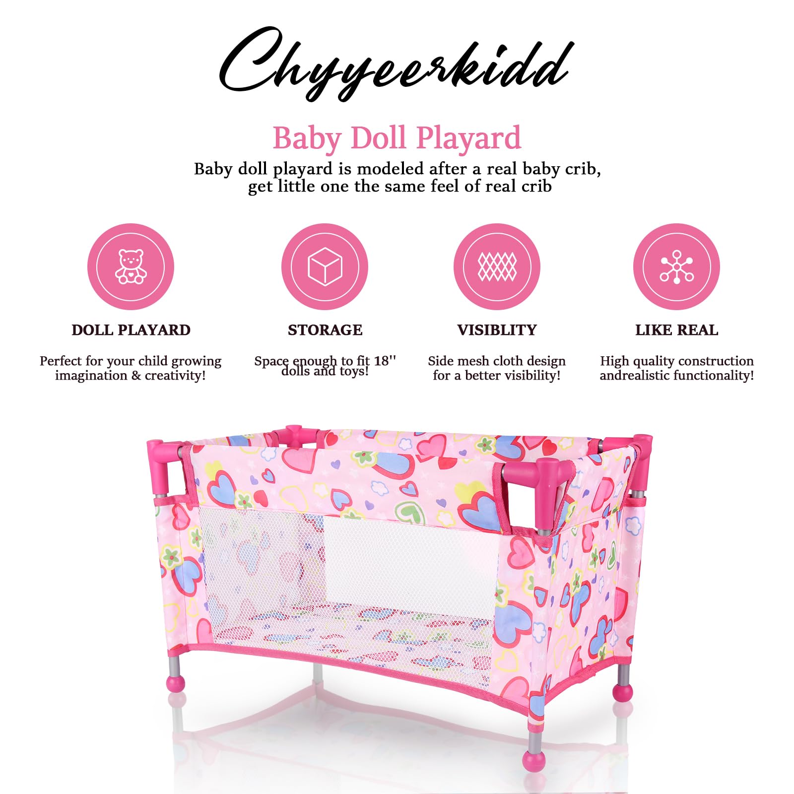 Chyyeerkidd doll crib compatible with 15-20 inch dolls for pretend play