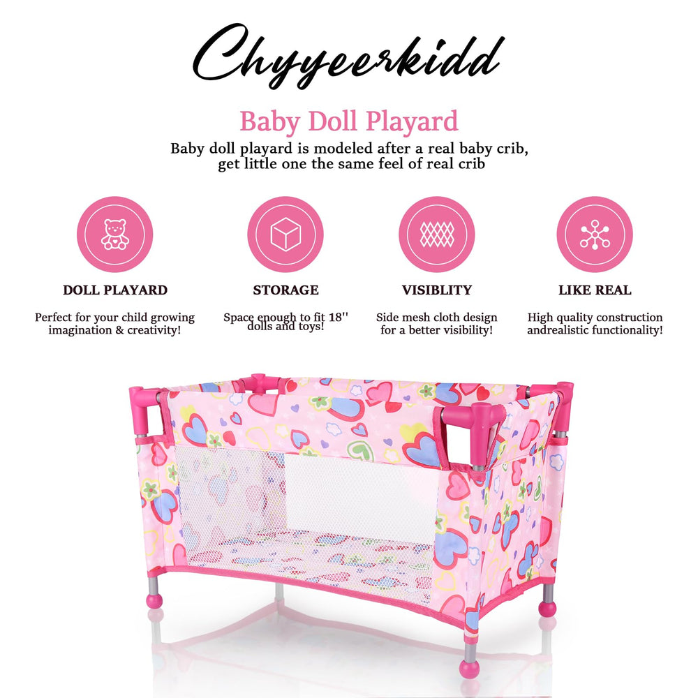 Chyyeerkidd doll crib compatible with 15-20 inch dolls for pretend play