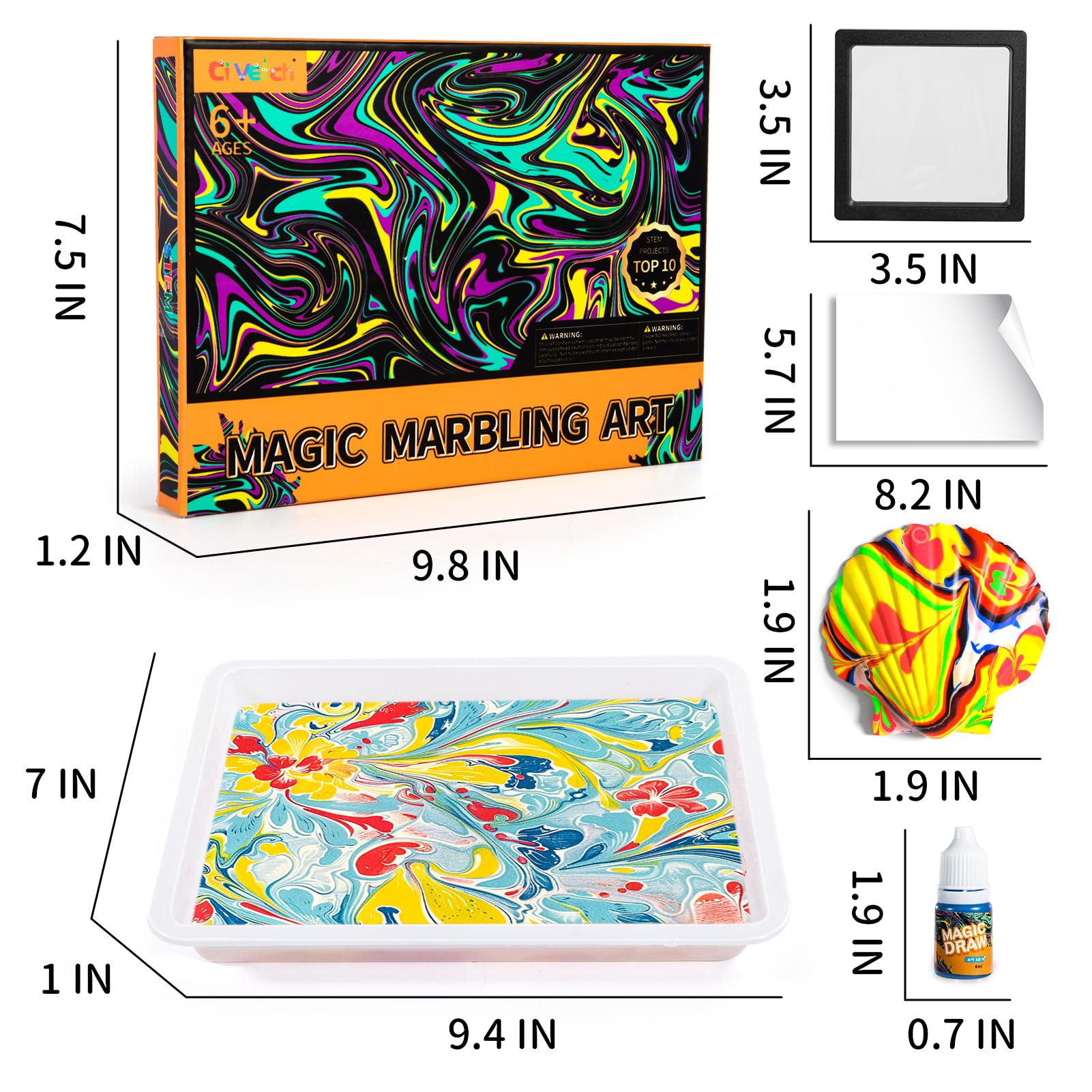 Ci Vetch kid-friendly marbling kit, ideal gift for kids