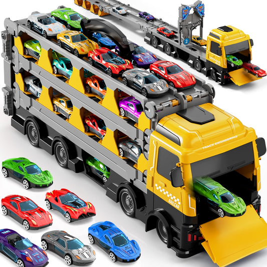 Ci Vetch transport truck toy set fuels imaginative play and easy organization.