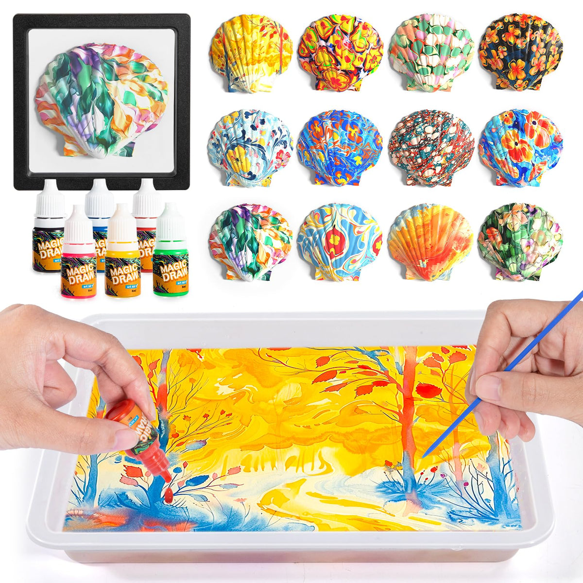 Ci Vetch water marbling kit with colors for vibrant kid art