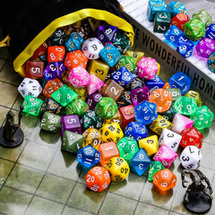 Acrylic CiaraQ dice showcase durability and vivid color.