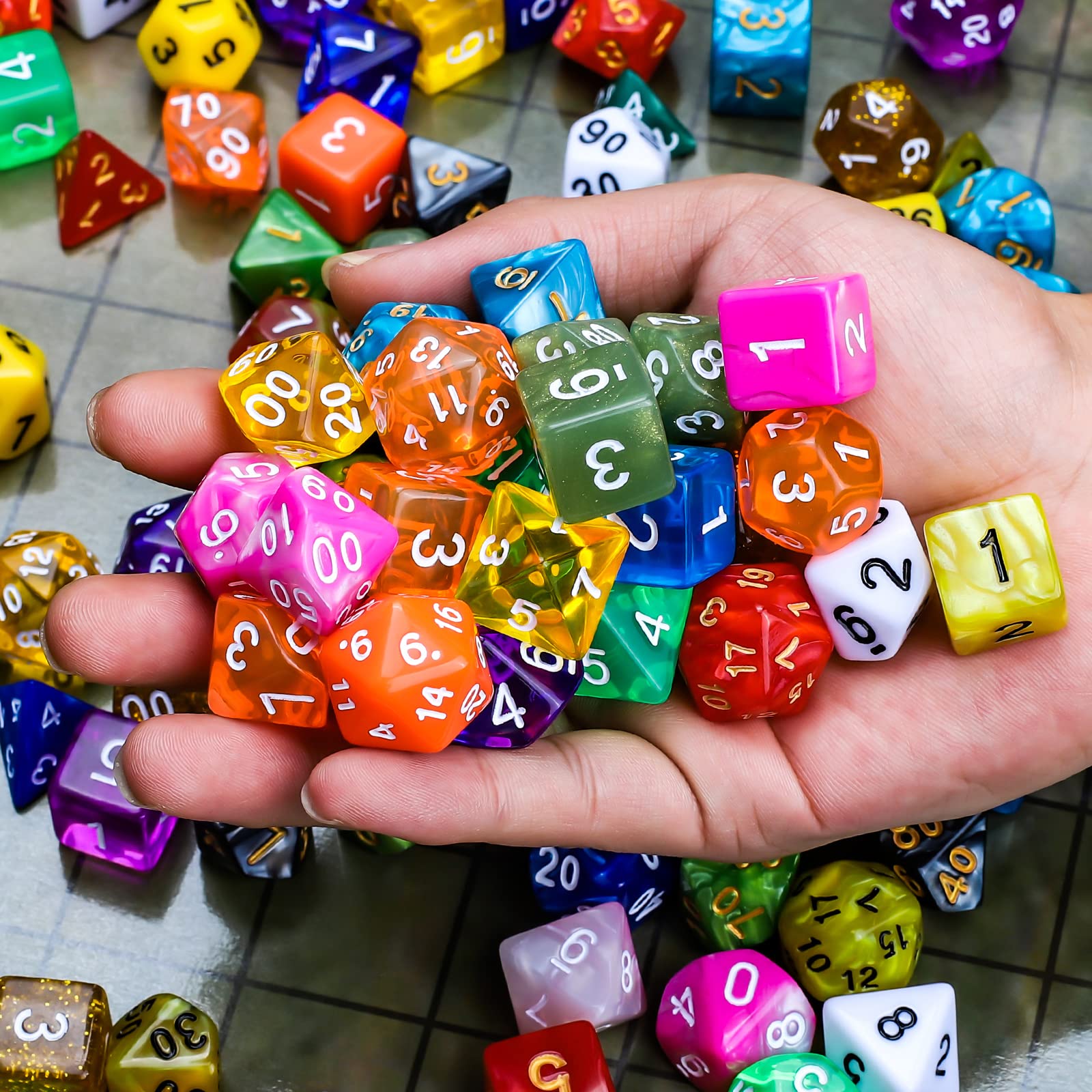 Twenty CiaraQ DND dice sets for varied RPG encounters.