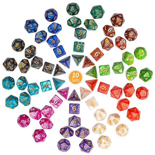 CiaraQ dice set closeup shows gold-white numerals for easy readability during play.