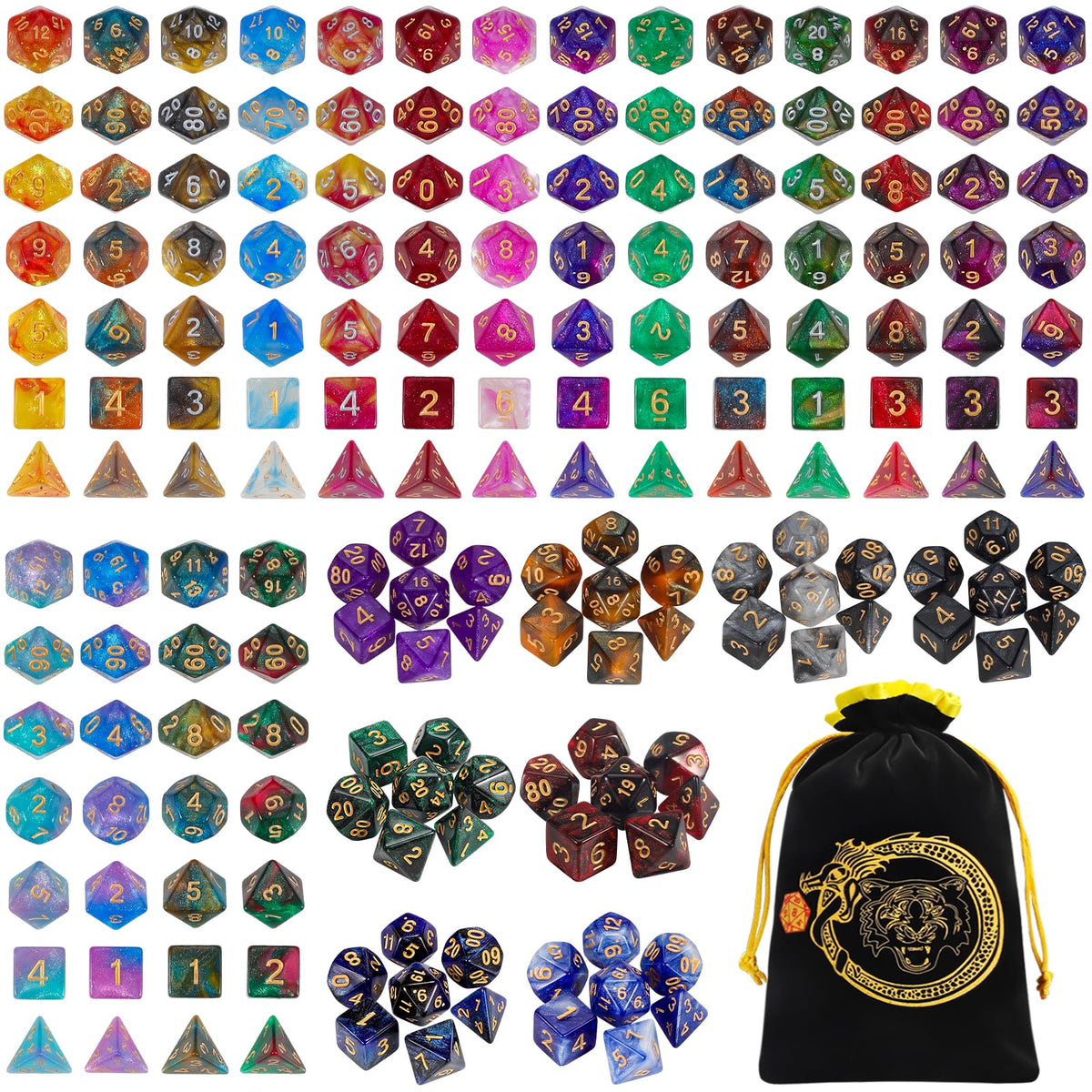 CiaraQ DND dice 26-varieties set for varied RPG sessions and tabletop play.