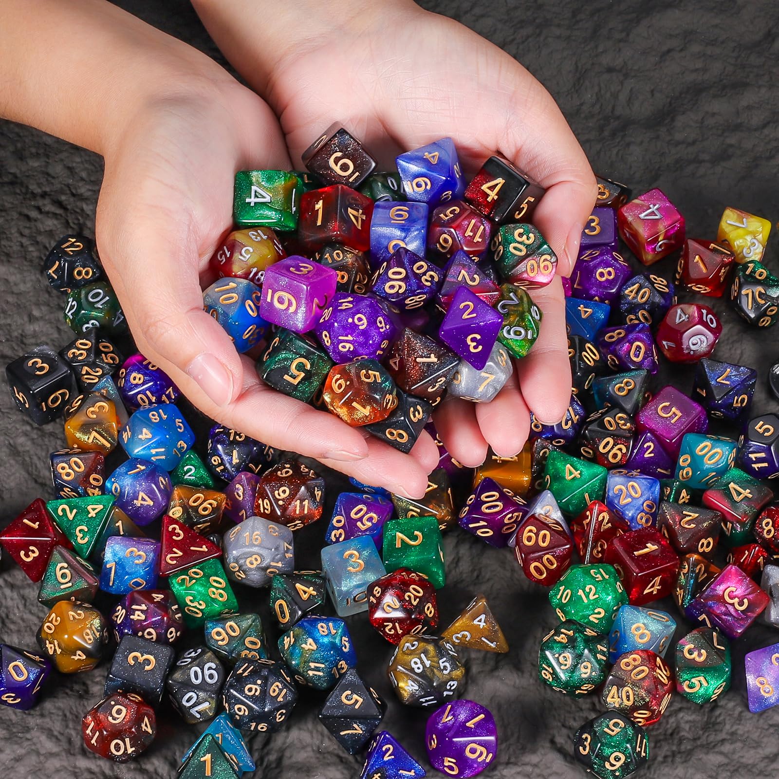 CiaraQ DND dice d20-d12-d10 set for essential RPG rolls during gameplay.