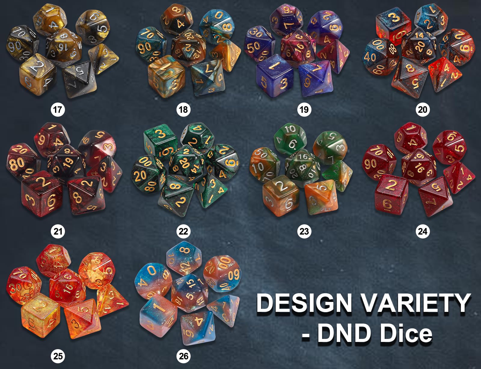 CiaraQ DND dice glitter-swirl purple adds flair with balanced reads on the table.