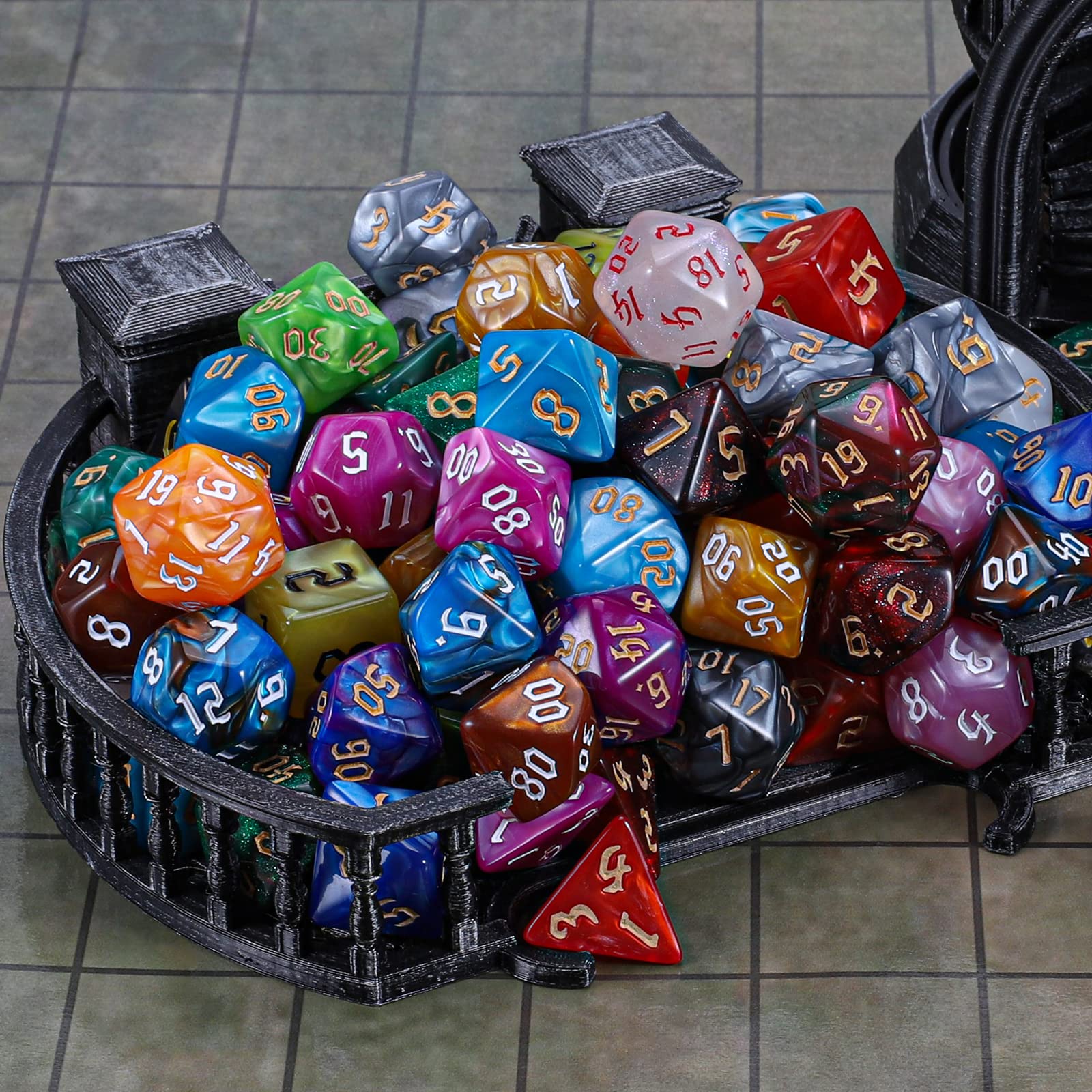 CiaraQ pearled-dice close-up showing durable acrylic construction.