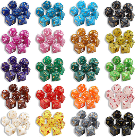 CiaraQ double-color dice close-up highlighting vibrant faces for readability.