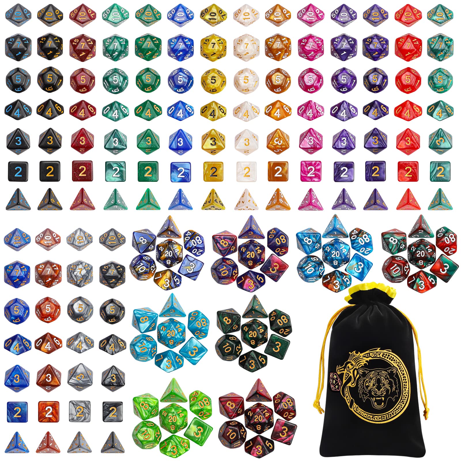 CiaraQ DND dice sets display 182 pieces for versatile tabletop gameplay.