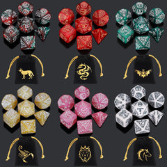 CiaraQ green polyhedral dice for festive RPG gameplay