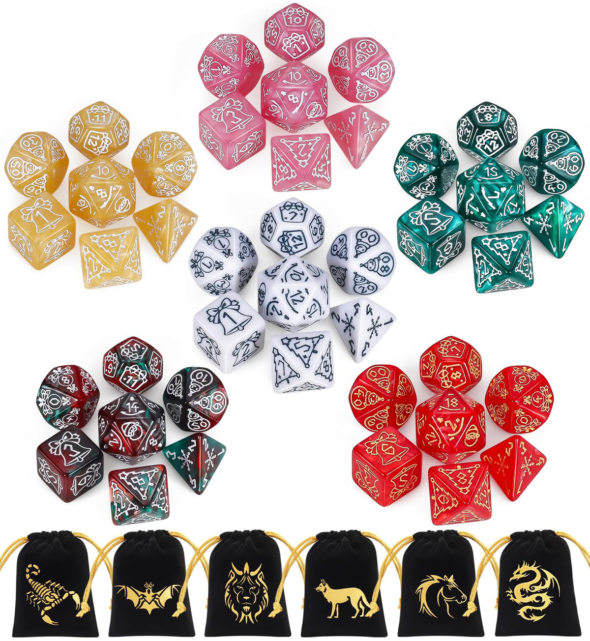 CiaraQ 42-piece polyhedral dice in red for vibrant D&D sessions