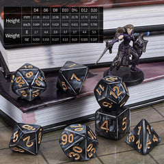 One seven-die subset from CiaraQ set ready for game night.