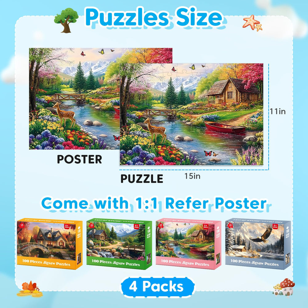 Ciavotie autumn-theme 100-piece puzzle with easy-to-grip pieces for little hands