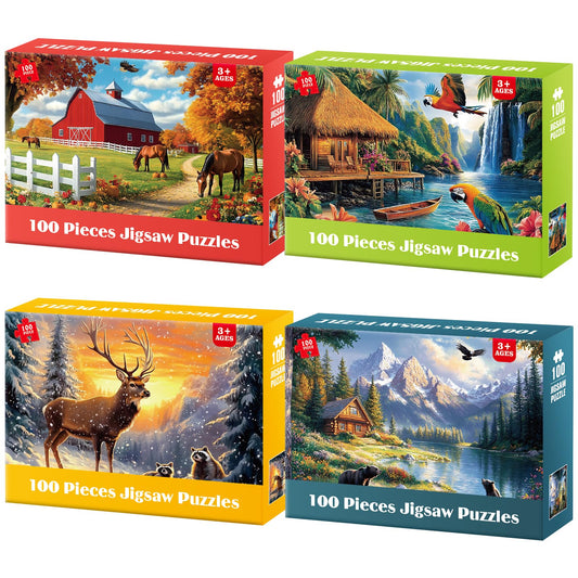 Ciavotie farm-horses 100-piece puzzle for family bonding.