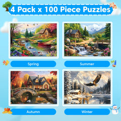 Ciavotie summer-theme 100-piece puzzle supports cognitive engagement with vibrant hues