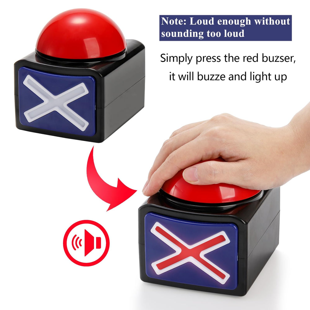 Cididu buzzer top red button close-up showing easy press for fair play.