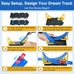 Cieex suction cups attach to smooth surfaces for elevated track play