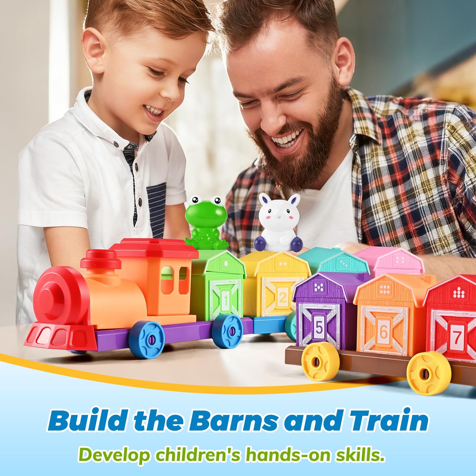 Non-toxic PVC animal puppets and plastic train for long-lasting use