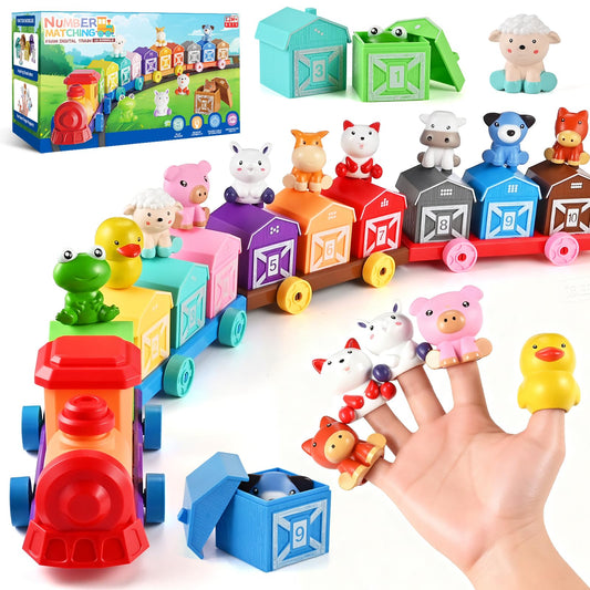Cieex Toddler Farm Train with inside puppets boosts pretend play skills
