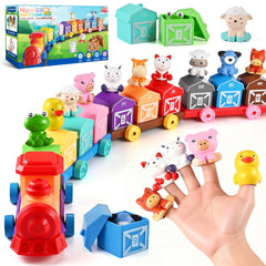 Cieex Toddler Farm Train with inside puppets boosts pretend play skills