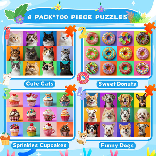 Ciesa cats 100-piece puzzle pack supports fine motor skills and patience.